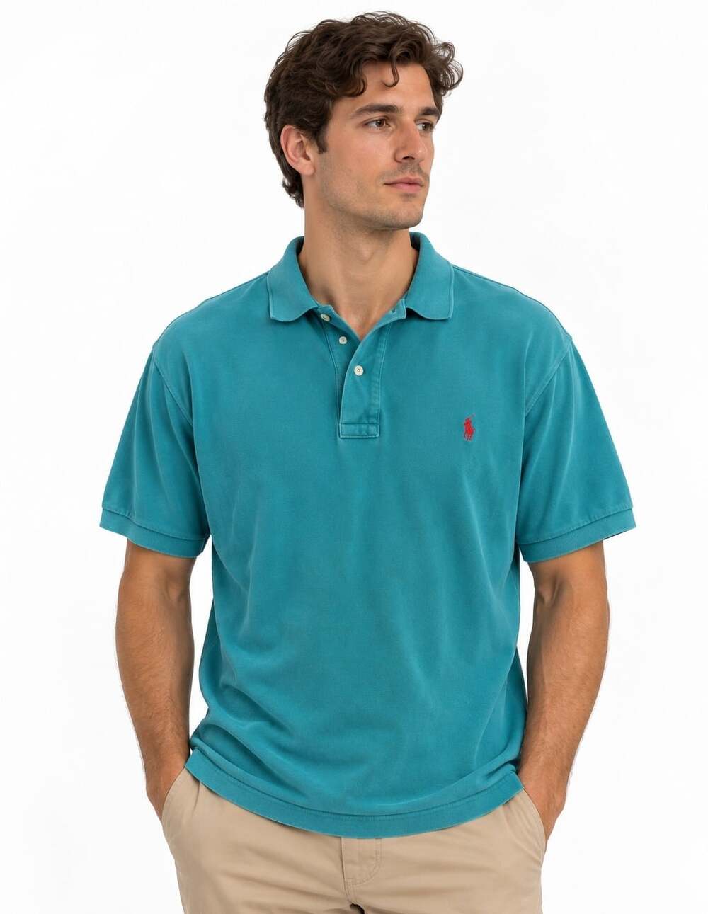 Polo Ralph Lauren Men's Teal 100% Cotton Polo Shirt Short Sleeves (Size XL)
